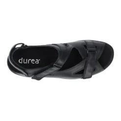 Sandalen<Durea - Wijdte E - 7258 - Zwart - Uitneembaar voetbed
