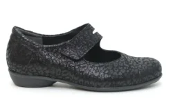 Bandschoenen<Durea - Wijdte E - 5737 - Zwart - Uitneembaar voetbed