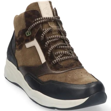 Boots<Durea - Wijdte G - 9778 1166 - Zwart-Bruin - Uitneembaar voetbed