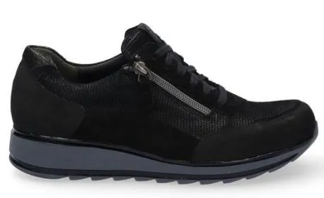 Veterschoenen<Durea - Wijdte G - 6263 9837 - Zwart - Uitneembaar voetbed