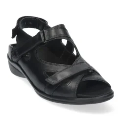 Sandalen<Durea - Wijdte G - 7258 - Zwart - Uitneembaar Voetbed