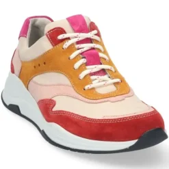 Veterschoenen<Durea - Wijdte G - Rood met diverse kleuren - 6267 - Uitneembaar voetbed