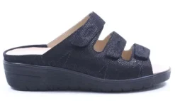 Slippers<Durea - Wijdte G - 7369 Zwart - Uitneembaar Voetbed