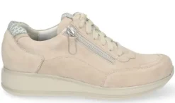 Veterschoenen<Durea - Wijdte G - Beige - 6263 - Uitneembaar Voetbed