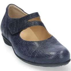 Bandschoenen<Durea - Wijdte H - 5737 0855 - Blauw - Uitneembaar voetbed
