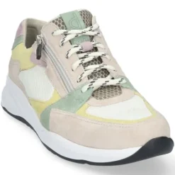 Veterschoenen<Durea - Wijdte H - Beige met Pastel - 6295 - Uitneembaar Voetbed