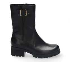 Korte Halfhoge Laarzen<Durea - Wijdte K - 9802 9810 - Zwart - Uitneembaar voetbed