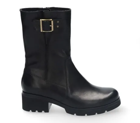 Korte Halfhoge Laarzen<Durea - Wijdte K - 9802 9810 - Zwart - Uitneembaar voetbed