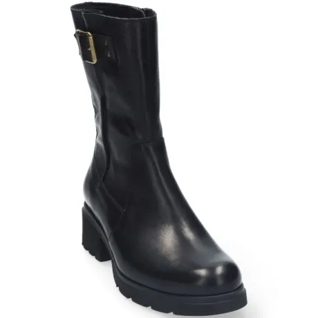 Korte Halfhoge Laarzen<Durea - Wijdte K - 9802 9810 - Zwart - Uitneembaar voetbed