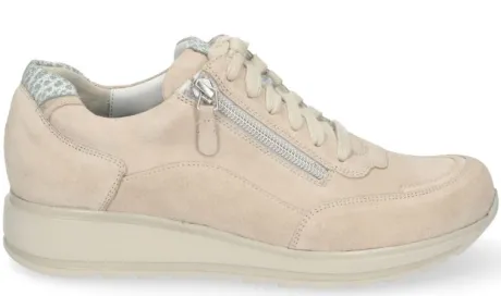 Veterschoenen<Durea - Wijdte K - Beige - 6263 0836 - Uitneembaar voetbed