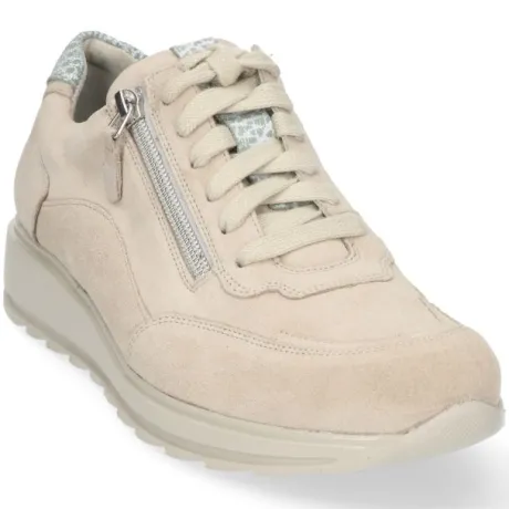 Veterschoenen<Durea - Wijdte K - Beige - 6263 0836 - Uitneembaar voetbed