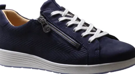 Veterschoenen<Ganter - Wijdte K - 208108 3500 - Blauw - Uitneembaar voetbed