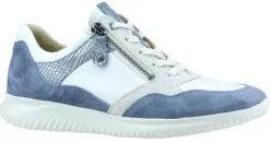 Veterschoenen<Hartjes - Wijdte G - 162.1131 23 17 - Wit met Blauw - Uitneembaar voetbed