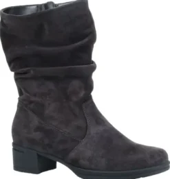 Korte Halfhoge Laarzen<Hartjes - Wijdte H - 0202 - Zwart - Uitneembaar voetbed