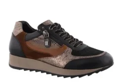 Veterschoenen<Helioform - Wijdte K - 250 020 0350 - Zwart met bruin - Uitneembaar voetbed