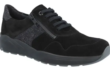 Veterschoenen<Solidus - Wijdte F - 53008 1100 - Zwart - Uitneembaar voetbed