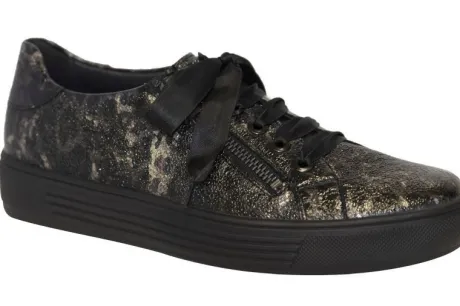 Veterschoenen<Solidus - Wijdte F - 37022 00597 - Zwart - Uitneembaar voetbed