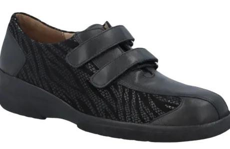 Veterschoenen<Solidus - Wijdte F - 26282 1002 - Zwart - Uitneembaar voetbed