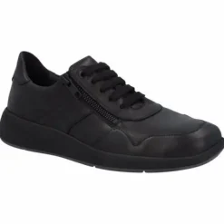 Veterschoenen<Solidus - Wijdte F - 56285 - Zwart - Uitneembaar voetbed