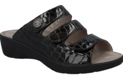 Slippers<Solidus - Wijdte G - 24007 30702 - Zwart - Uitneembaar voetbed