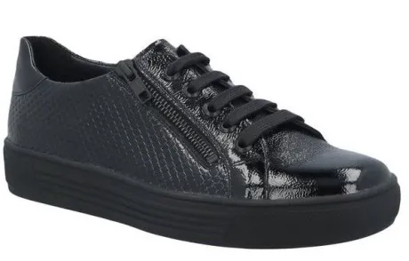 Veterschoenen<Solidus - Wijdte H - 37004 01138 - Zwart - Uitneembaar voetbed