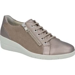 Veterschoenen<Solidus - Wijdte H - 25021 - Taupe - Uitneembaar Voetbed