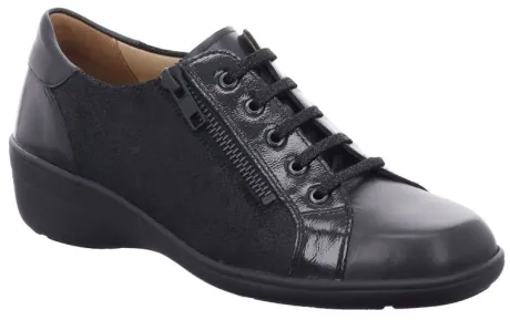 Veterschoenen<Solidus - Wijdte J - 26459 498 - Zwart - Uitneembaar voetbed