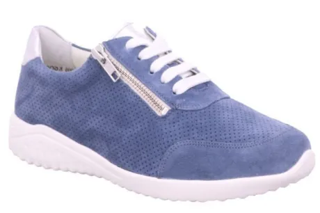 Veterschoenen<Solidus - Wijdte K - 60003 80385 - Jeansblauw - Uitneembaar voetbed