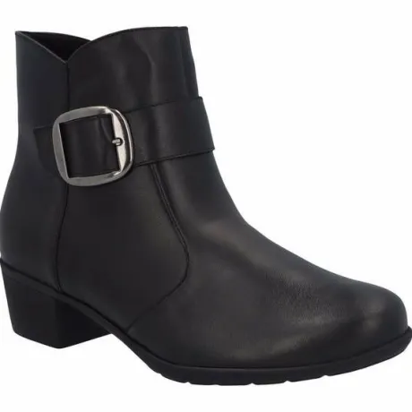 Korte Halfhoge Laarzen<Solidus - Wijdte K - 35025 00812 - Zwart - Uitneembaar voetbed