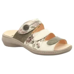 Slippers<Think - 000078 7060 - Groen met beige - Uitneembaar voetbed